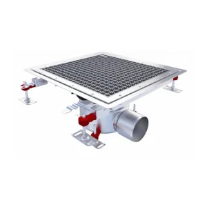 Caniveau Epur inox complet sol souple caillebotis 400×400 horizontale DN110 telescopique