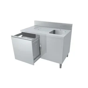 Meuble combiné lave-main/poubelle 1 tiroir coulissant P 700 mm