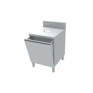 Meuble poubelle avec TVO, 1 porte, façade basculante, P 800mm