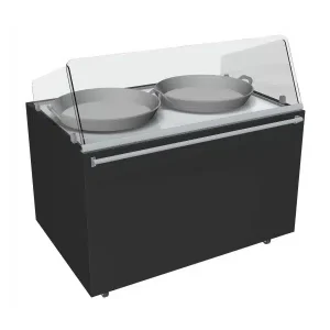 Vitrine à plats cuisinés service traditionnel 2 poêlons 2 x 3 kw L 2000 x P 1000 x H 860/1310 mm