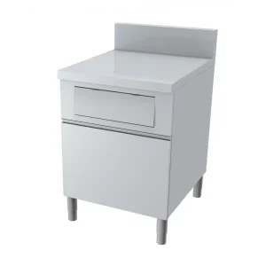 Meuble poubelle dessus plein 1 porte tiroir coulissant + volet basculant hauteur 850 mm