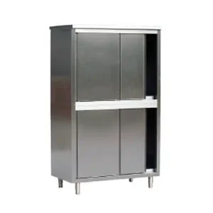 Armoire haute renforcée, 4 portes coulissantes, acier inox, L 1000 x P 600 x H 2000 mm