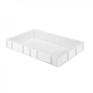 Bac gerbable blanc pour pâte à pizza parois pleine fond plein H – 55 mm