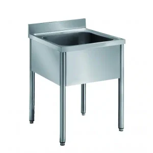 Plonge démontable sur pieds ronds sans étagère inox AISI 304 L 700 mm 1 bac au centre