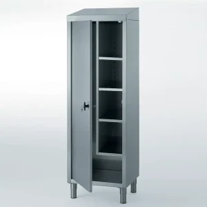 Armoire à fond plat pour produits d’entretien et balais avec séparation verticale H 1890 mm