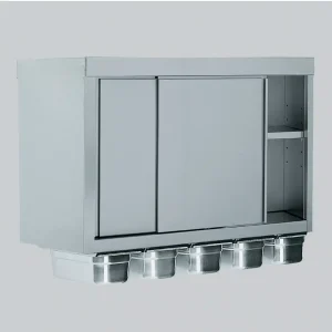Armoire suspendue portes coulissantes 5 bacs GN 1/3 acier inoxydable largeur 400 mm