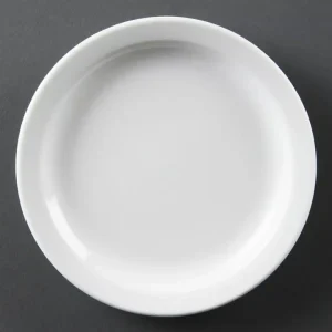 Assiette à bord étroit blanche en porcelaine Ø 150 mm, lot de 12