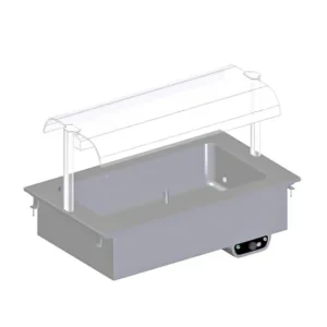 Bain-marie DROP-IN 2 x GN1/1 panneau de commande intégré – découpes pour portique en verre avec supports ovales