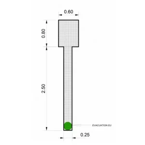 Caniveau à grille caillebotis AISI 304 sortie verticale L 3270 x P 220/600 x H 45/60 mm sur mesure