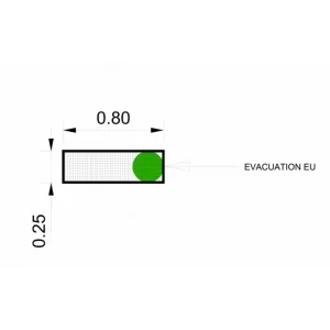 Caniveau à grille caillebotis AISI 304 sortie verticale L 770/800 x P 220/250 x H 50/60 mm sur mesure