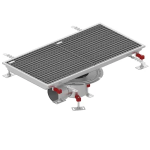 Caniveau Eskis HygieneFirst avec grilles inox 800 x 370 mm sortie horizontale centrée Ø 110 mm