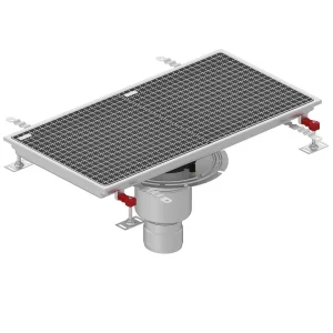 Caniveau Eskis HygieneFirst avec grilles inox 1000 x 470 mm sortie verticale centrée Ø 110 mm