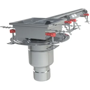 Caniveau Modul 20 sortie verticale en bout 157/DN110 avec boitier siphon 250 x 250 mm Longueur 1000 mm