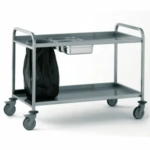 Chariot à desservir avec 3 bacs à couverts inox GN 1/3 hauteur 920 mm