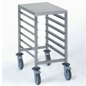 Chariot à glissière gastronorme acier inoxydable avec tablette H 760 mm