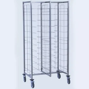 Chariot cafétéria acier inoxydable 2 x 12 niveaux entrée sens largeur H 1790 mm