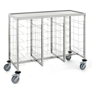 Chariot cafétéria acier inoxydable 3 x 6 niveaux avec tablette supérieure H 1040 mm