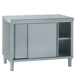 Meuble inox central porte coulissante avec caisse profondeur 560 mm
