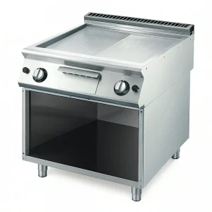 Plancha gaz plaque 2/3 lisse 1/3 rainurée chromée GM70/80 FTRG – La Solution Idéale pour des Repas Savoureux en Extérieur