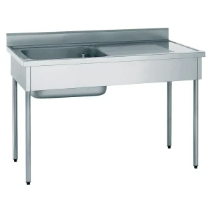 Plonge démontable avec dosseret 1 bac égouttoir à droite largeur 700 mm