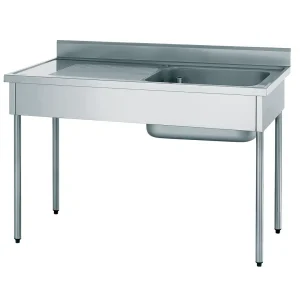 Plonge démontable avec dosseret 1 bac égouttoir à gauche largeur 700 mm