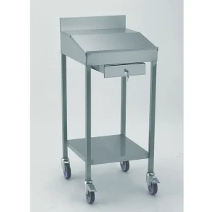 Pupitre sur roulettes avec tiroir fermant à clé acier inoxydable L 515 x l 565 x H 1300 mm