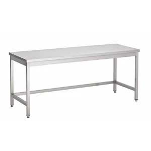 Table centrale sans tablette inférieure, Inox AISI 304, L 2000 x P 600 mm