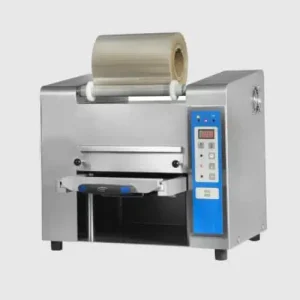 Operculeuse semi-automatique TS-200 GF, en acier inoxydable et aluminium anodisé, équipée d’une entrée de balayage de gaz