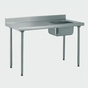 Table du chef TS 15N soudée sans robinet à dosseret bac à droite largeur 700 mm