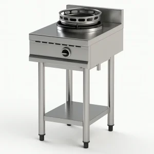 Wok gaz série 600 ECO 1 brûleur 13 kW acier inoxydable AISI 304 – Performance et Qualité pour Chefs