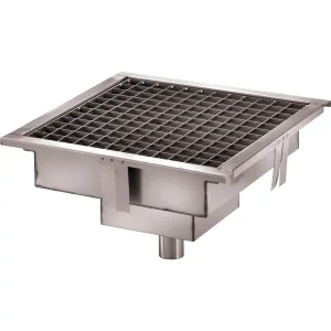 Caniveau de sol cuisine professionnelle Sortie Verticale L 300 x P 300 mm