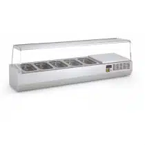 Présentoir à ingrédients, vitre pare haleine, 336 L, 5 bacs GN 1/4