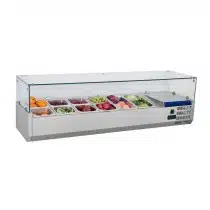 Présentoir à ingrédients réfrigéré vitré inox 44 L 125 W 7 x GN1/3