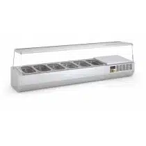 Présentoir à ingrédients, vitre pare haleine, 336 L, 6 bacs GN 1/4