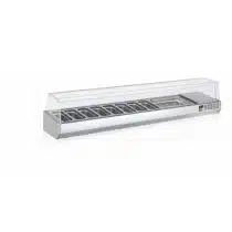 Présentoir à ingrédients, vitre pare haleine, 396 L, 11 bacs GN 1/3