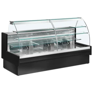 Vitrine réfrigérée positive statique noire avec 3 étagères – L 1400 x P 980 x H 1237 mm